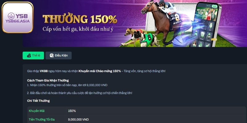 Giới thiệu khuyến mãi YSB66 thưởng chào mừng