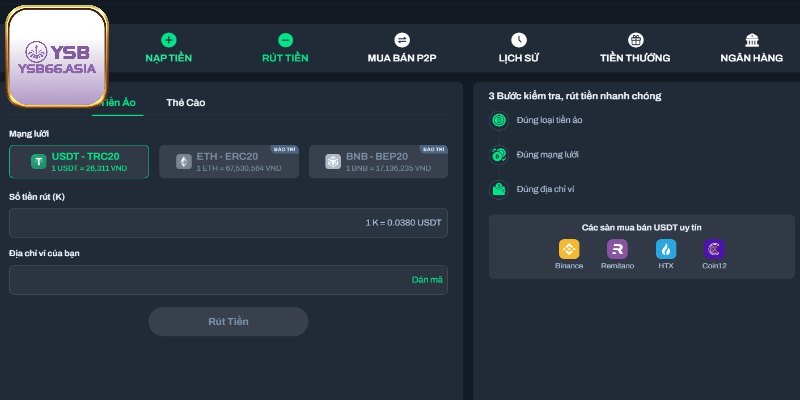 Giới thiệu phương thức rút bằng tiền ảo