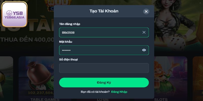 Hoàn tất quá trình tạo tài khoản