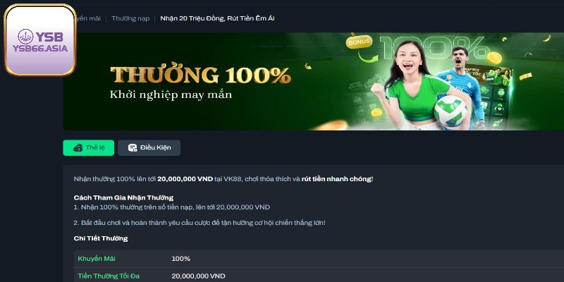 Ưu đãi nạp lần đầu lên tới 100%